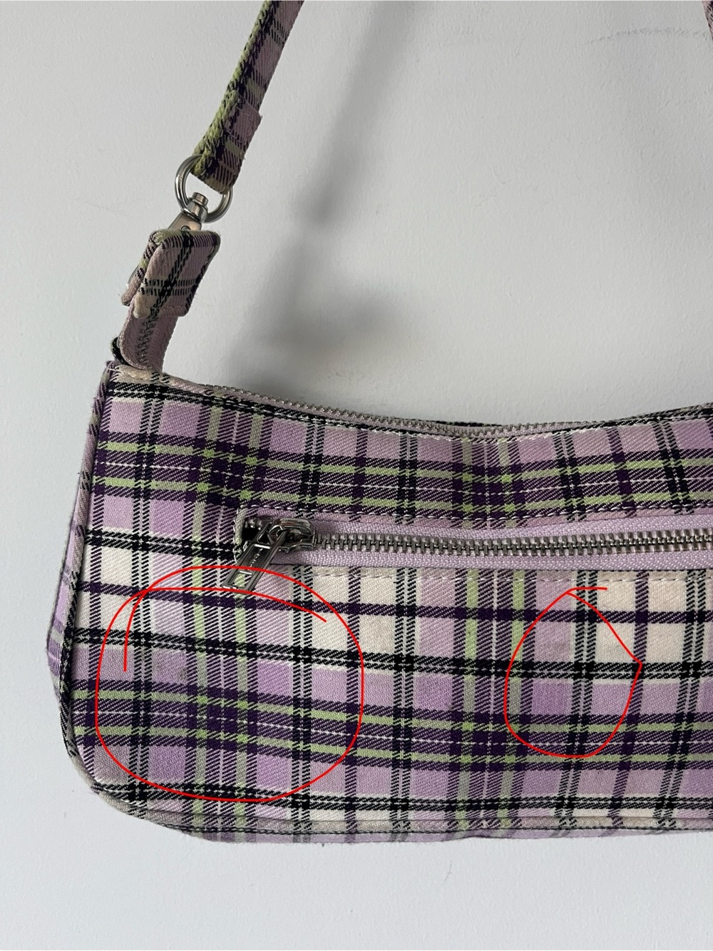 Brandy Melville Y2K Shoulder Bag | Lavender Plaid Baguette Purse | Indie - Picture 2 of 12